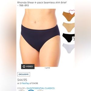 Brand New - Rhonda Shear 4-pack Seamless Ahh Briefs (in original packaging)